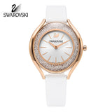 Swarovski Crystalline Aura Silver Dial White Leather Strap Watch for Women - 5519453