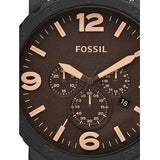 Fossil Nate Chrongraph Ion Plated Black Dial Black Steel Strap Watch for Men - JR1356