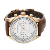 Emporio Armani Sportivo Chronograph White Dial Brown Leather Strap Watch For Men - AR5996