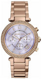 Michael Kors Parker Purple Dial Rose Gold Steel Strap Watch for Women - MK6169