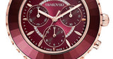 Swarovski Octea Lux Chrono Red Dial Red Leather Strap Watch for Women - 5547642