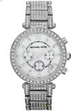 Michael Kors Parker Mother of Pearl Dial Diamonds Silver Steel Strap Watch for Women - MK5572