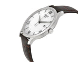 Tissot T Classic Tradition Silver Dial Brown Leather Strap Watch For Men - T063.610.16.038.00