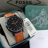 Fossil The Minimalist Black Dial Brown Leather Strap Watch for Men - FS5305