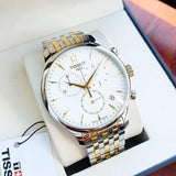 Tissot T Classic Tradition Chronograph White Dial Two Tone Mesh Bracelet Watch For Men - T063.617.22.037.00