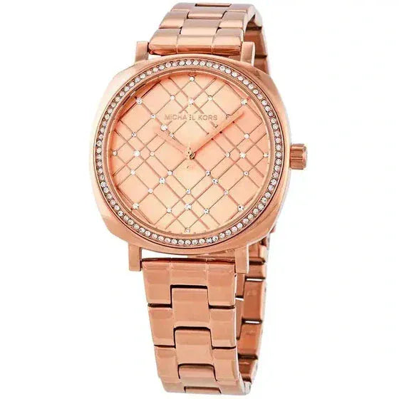 Michael Kors Nia Quartz Rose Gold Dial Rose Gold Steel Strap Watch For Women - MK3990