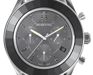 Swarovski Octea Lux Sport Chronograph Black Dial Silver Steel Strap Watch for Women - 5610520