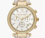 Michael Kors Tibby Multifunction Silver Dial White Leather Strap Watch For Women - MK6967