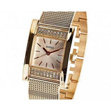 Guess Nouveau Diamonds Gold Dial Gold Mesh Bracelet Watch for Women - W0127L2