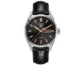 Tag Heuer Carrera Day Date Black Dial Black Leather Strap Watch for Men - WBN2013.FC6503