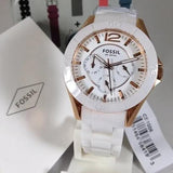 Fossil Ceramic Multifunction White Dial White Steel Strap Watch for Women - CE1006