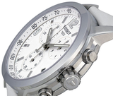 Tissot PRC 200 Chronograph White Dial White Leather Strap Watch For Men - T055.417.16.017.00