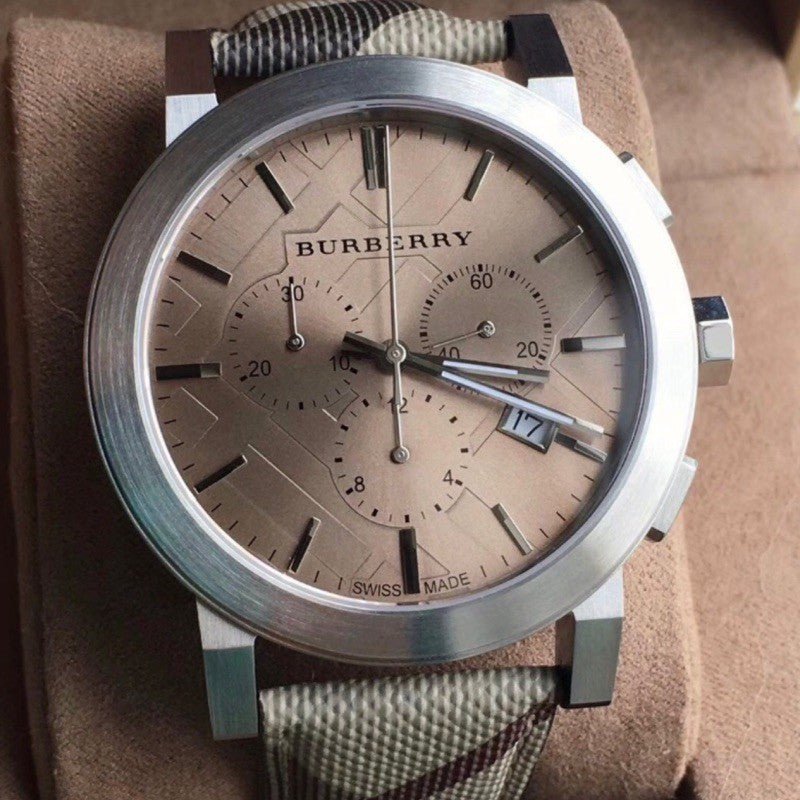Burberry The City Smoked Brown Dial Brown Leather Strap Watch for Men - BU9361