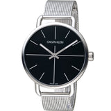 Calvin Klein Even Black Dial Silver Mesh Bracelet Watch for Women - K7B21121