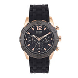 Guess Caliber Chronograph Black Dial Black Rubber Strap Watch for Men  - W0864G2