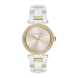 Michael Kors Delray Rose Gold Dial White Steel Strap Watch for Women - MK4315