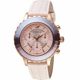 Swarovski Octea Lux Chrono Pink Dial Pink Leather Strap Watch for Women - 5452501