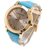 Burberry The City Gold Dial Blue Leather Strap Watch for Women - BU9018