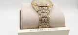 Michael Kors Lauryn Crystals Gold Dial Gold Steel Strap Watch For Women - MK3930