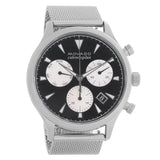 Movado Heritage Calendoplan Chronograph Black Dial Silver Mesh Strap Watch for Men - 3650097