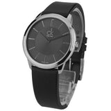 Calvin Klein Minimal Black Dial Black Leather Strap Watch for Men - K3M211C4