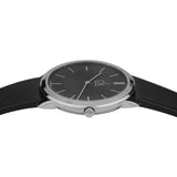 Calvin Klein Minimal Black Dial Black Leather Strap Watch for Men - K3M211C4