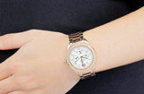 Bulova Crystal Silver Dial Rose Gold Steel Strap Watch for Women - 97N101