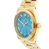 Michael Kors Channing Turquoise Dial Gold Steel Strap Watch For Women - MK5894