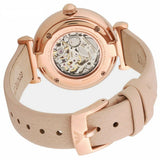 Emporio Armani Meccanico Silver Skeleton Dial Beige Leather Strap Watch For Women - AR60001