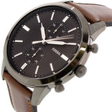 Fossil Townsman Chronograph Gray Dial Brown Leather Strap Watch for Men - FS5522