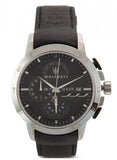 Maserati Ingegno Chronograph Black Dial Black Leather Strap Watch For Men - R8871619004