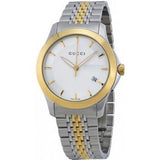 Gucci G Timeless Silver Dial Two Tone Steel Strap Watch For Men - YA126409