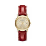 Burberry The City Gold Dial Red Leather Strap Watch for Women - BU9140