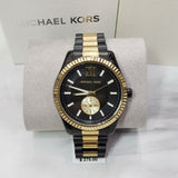 Michael Kors Lexington Quartz Black Dial Two Tone Steel Strap Watch For Men - MK8948