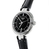 Tissot T Lady Flamingo Black Dial Black Leather Strap Watch For Women - T094.210.16.051.00