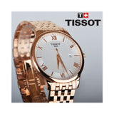 Tissot T Classic Tradition White Dial Rose Gold Steel Strap Watch For Women - T063.610.33.038.00