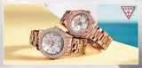 Guess Dazzler Diamonds Silver Dial Rose Gold Steel Strap Watch for Women - W0335L3