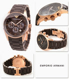 Emporio Armani Sportivo Chronograph Brown Dial Brown Silicone Strap Watch For Men - AR5891