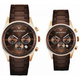 Emporio Armani Sportivo Chronograph Brown Dial Brown Silicone Strap Watch For Men - AR5891