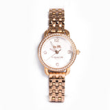 Coach Delancey Mother of Pearl White Dial Rose Gold Steel Strap Watch for Women - 14502479