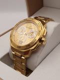 Versace Dylos Chronograph Gold Dial Gold Steel Strap Watch for Men - VQC040015