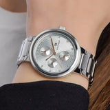 Tommy Hilfiger Joy Chronograph Silver Dial Silver Steel Strap Watch For Women - 1782532