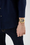 Guess Empire Quartz Black Dial Gold Steel Strap Watch For Men - GW0489G2