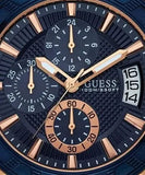 Guess Pinnacle Chronograph Quartz Blue Dial Brown Leather Strap Watch For Women - W0673G3