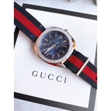 Gucci GG2570 Quartz Blue Dial Blue & Red Nylon Strap Watch For Men - YA142304