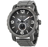 Fossil Nate Chronograph Gunmetal Dial Grey Steel Strap Watch for Men - JR1437