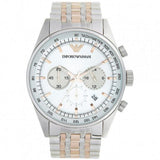 Emporio Armani Sportivo Chronograph Silver Dial Two Tone Steel Strap Watch For Men - AR5999