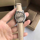 Burberry The City Beige Dial Beige Leather Strap Watch for Women - BU9107