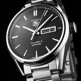 Tag Heuer Carrera Calibre 5 Automatic Black Dial Silver Steel Strap Watch for Men - WAR201A.BA0723