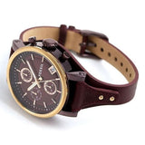 Fossil Original Boyfriend Sport Chronograph Maroon Dial Maroon Leather Strap Watch for Women - ES4114